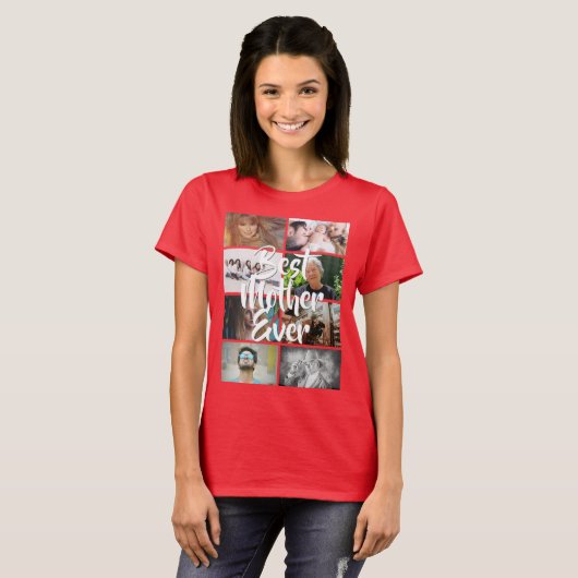 DIY 8 foto collage beste moeder ooit DIY t-shirt (Voorkant volledig)