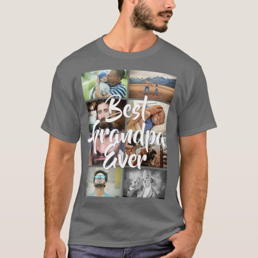 DIY 8 foto collage beste opa ooit afbeelding DIY T-shirt (Voorkant)