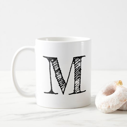 DIY Aangepast, aangepast zwart monogram Initiaal T Koffiemok (Met donut)