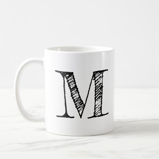 DIY Aangepast, aangepast zwart monogram Initiaal T Koffiemok (Links)