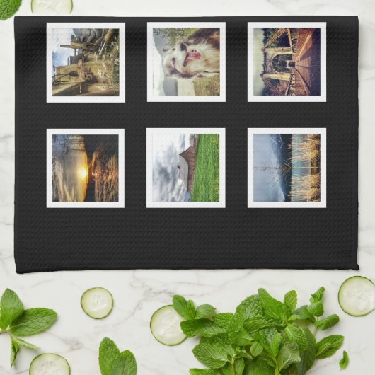 DIY Aangepast fotocollage met 12 foto's Theedoek (Gevouwen)