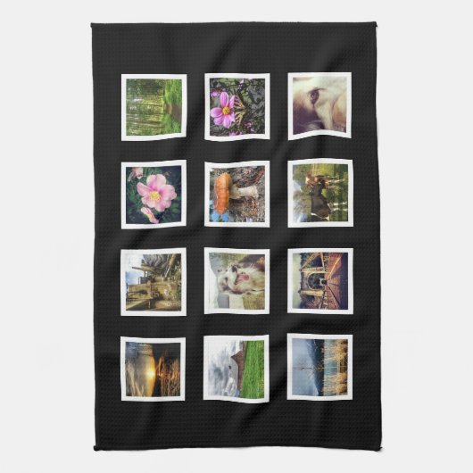 DIY Aangepast fotocollage met 12 foto's Theedoek (Verticaal)