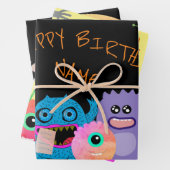 DIY AANGEPASTE NAAM GELUKKIG MONSTER CADEAU WRAPPI INPAKPAPIER VEL (In situ)