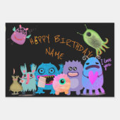 DIY AANGEPASTE NAAM GELUKKIG MONSTER CADEAU WRAPPI INPAKPAPIER VEL (Voorkant)