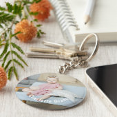 DIY Aangepaste persoonlijke foto en naam Sleutelhanger (Zijkant)