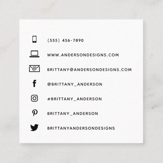 DIY Abstract zwart Paars Gold Vierkante Visitekaartje (Achterkant)