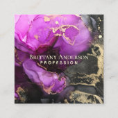 DIY Abstract zwart Paars Gold Vierkante Visitekaartje (Voorkant)