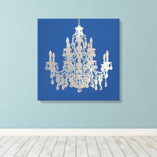 DIY Achtergrond/Faux Zilveren Kroonluchter Canvas Afdruk (Insitu (Houten vloer))