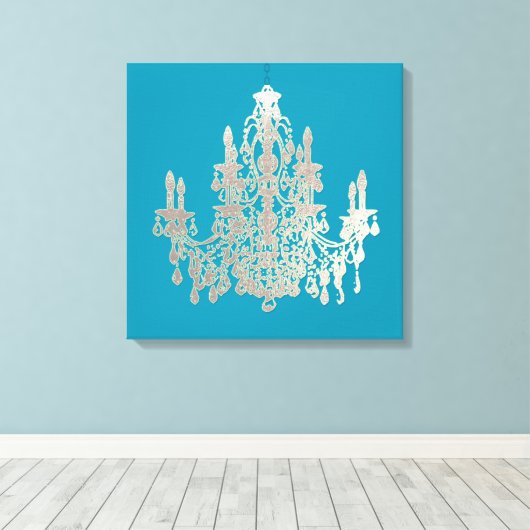 DIY Achtergrond/Faux Zilveren Kroonluchter Canvas Afdruk (Insitu (Houten vloer))
