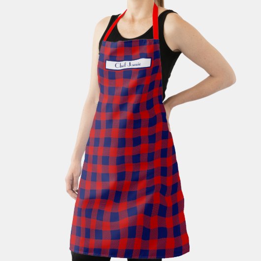 DIY Achtergrond Rode Marine Buffel Check Plaked Schort (Insitu)