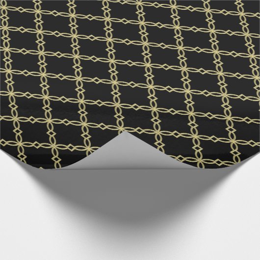 DIY Achtergrond XL Faux Gold Fancy Quatrefoil Zwar Cadeaupapier (Hoek)