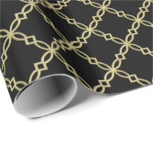 DIY Achtergrond XL Faux Gold Fancy Quatrefoil Zwar Cadeaupapier (Rol Hoek)
