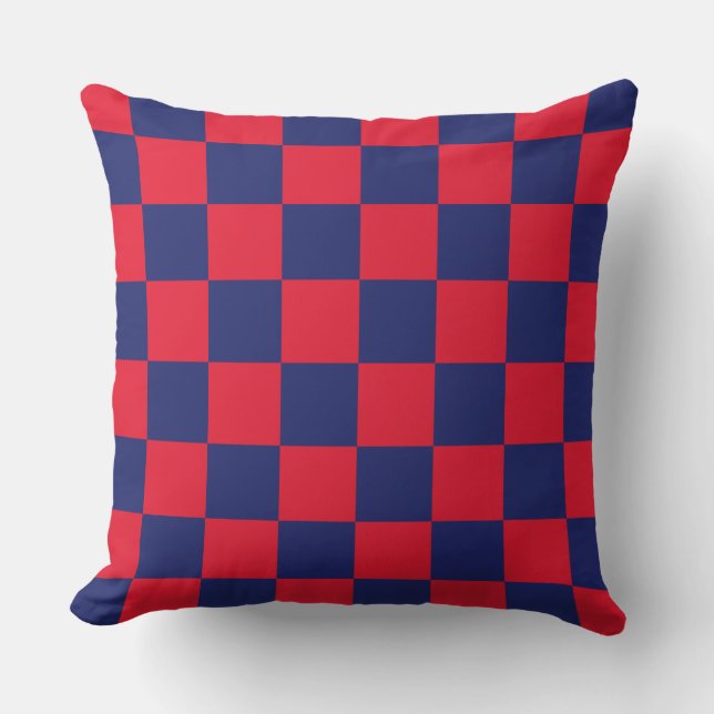 DIY Achtergrondkleur, Navy Blue Checker Pattern Buitenkussen (Voorkant)