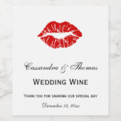 DIY-achtergrondkleur, rode lipstick, Kus-ontwerp Wijn Etiket (Enkel label)