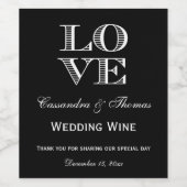 DIY Achtergrondkleur, wit LOVE-tekstontwerp Wijn Etiket (Enkel label)