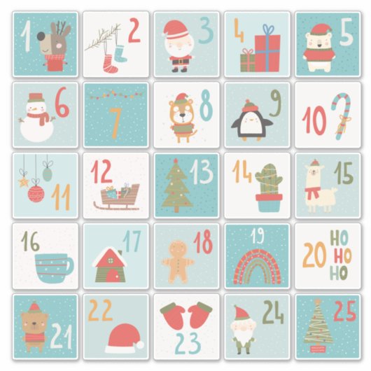 DIY Adventskalender Stickers Classic Christmas (Voorkant)