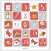 DIY Adventskalender Stickers ROOD GRIJS Kerst (Vel)