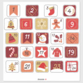 DIY Adventskalender Stickers ROOD GRIJS Kerst (Vel)
