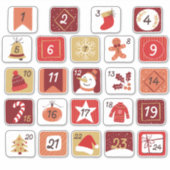 DIY Adventskalender Stickers ROOD GRIJS Kerst (Voorkant)