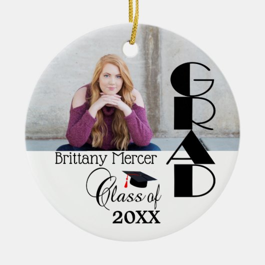 DIY Afstudeerder Fotoherinneringen Keramisch Ornament (Voorkant)