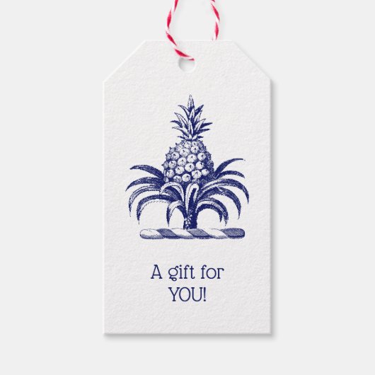 DIY Ananas Heraldisch Wapenschild Crest SV Blauw Cadeaulabel (Voorkant)