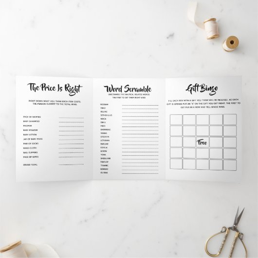 DIY baby games of verjaardagsspel | Ontwerp je eig Drieluik Uitnodiging (Binnen)