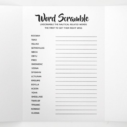 DIY baby games of verjaardagsspel | Ontwerp je eig Drieluik Uitnodiging (Binnenkant midden)