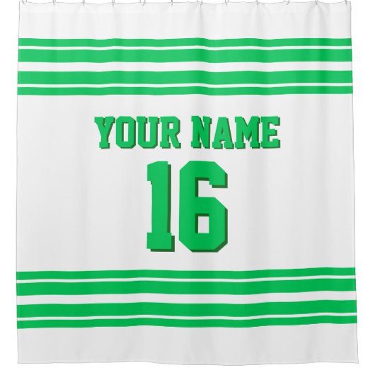 DIY Background Emerald Green Stripes Sports Jersey Douchegordijn (Voorkant)