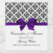 DIY BG  Black Whisky Damask Paars Bow Wijn Etiket (Enkel label)