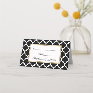 DIY BG Blk Moroccan Quatrefoil Plaats Escort Kaart Plaatskaartje