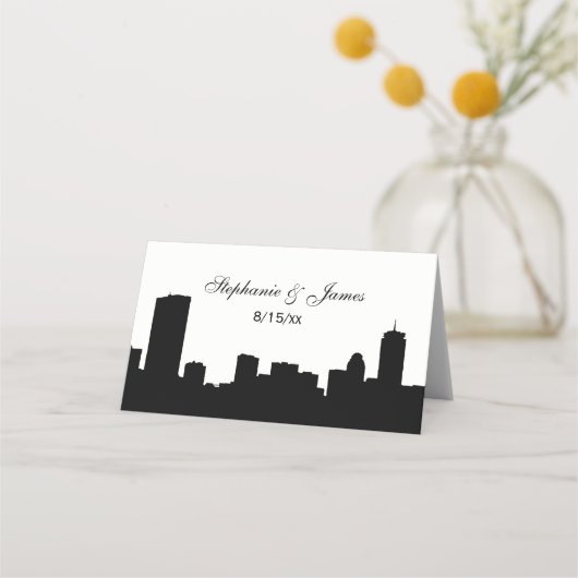 DIY BG Boston Skyline Silhouette Escort Kaarten Plaatskaartje (Voorkant)