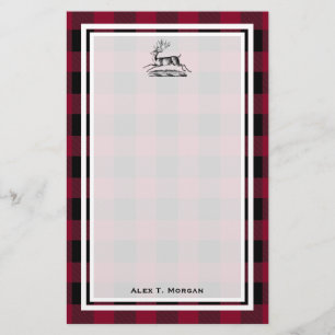 DIY BG Buffalo Pset Tartan Black Burgundy 2 Stag Briefpapier