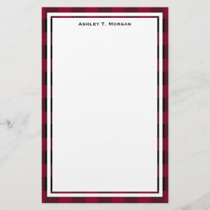 DIY BG Buffalo Pset Tartan Black Burgundy Briefpapier