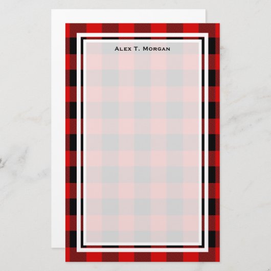 DIY BG Buffel Plaid Tartan Zwart Rood #2 Briefpapier (Voorkant / Achterkant)
