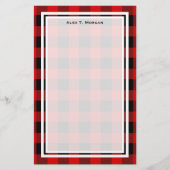 DIY BG Buffel Plaid Tartan Zwart Rood #2 Briefpapier (Voorkant)