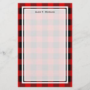 DIY BG Buffel Plaid Tartan Zwart Rood #2 Briefpapier