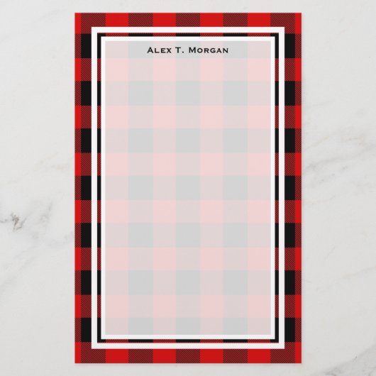 DIY BG Buffel Plaid Tartan Zwart Rood #2 Briefpapier (Voorkant)
