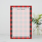 DIY BG Buffel Plaid Tartan Zwart Rood #2 Briefpapier (Staand voorkant)