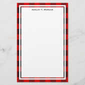 DIY BG Buffel Plaid Tartan Zwart Rood Briefpapier (Voorkant)