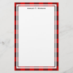 DIY BG Buffel Plaid Tartan Zwart Rood Briefpapier