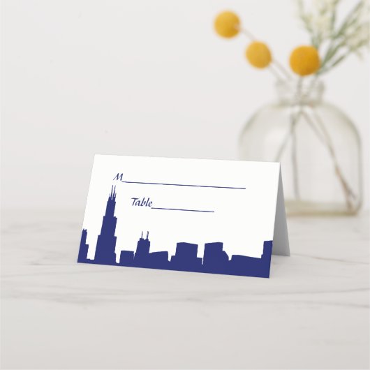 DIY BG Chicago Skyline Silhouette Blue Plaatskaartje (Achterkant)