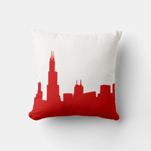 DIY BG Chicago Skyline Silhouette Red Kussen