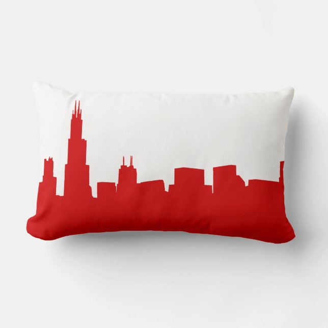 DIY BG Chicago Skyline Silhouette Red Kussen (Voorkant)
