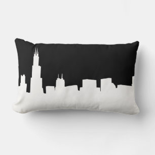 DIY BG Chicago Skyline Silhouette White Kussen