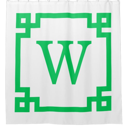 DIY BG Emerald Green Greek Key #2 Lijst Init Mongm Douchegordijn (Voorkant)