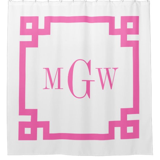 DIY BG Hot roze Griekse sleutel # 2 ingelijst 3I M Douchegordijn (Voorkant)