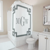 DIY BG Houtskool Grijs Grieks Sleutel #2 Ingelijst Douchegordijn (In situ)