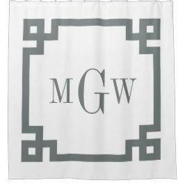 DIY BG Houtskool Grijs Grieks Sleutel #2 Ingelijst Douchegordijn