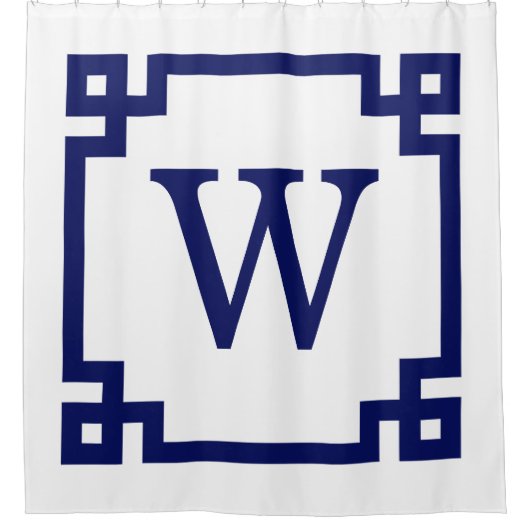 DIY BG marine Griekse sleutel #2 ingelijst Init Mo Douchegordijn (Voorkant)