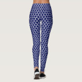 DIY BG Moroccan Quatrefoil #5 Wht Mortar Navy Blul Leggings (Achterkant)